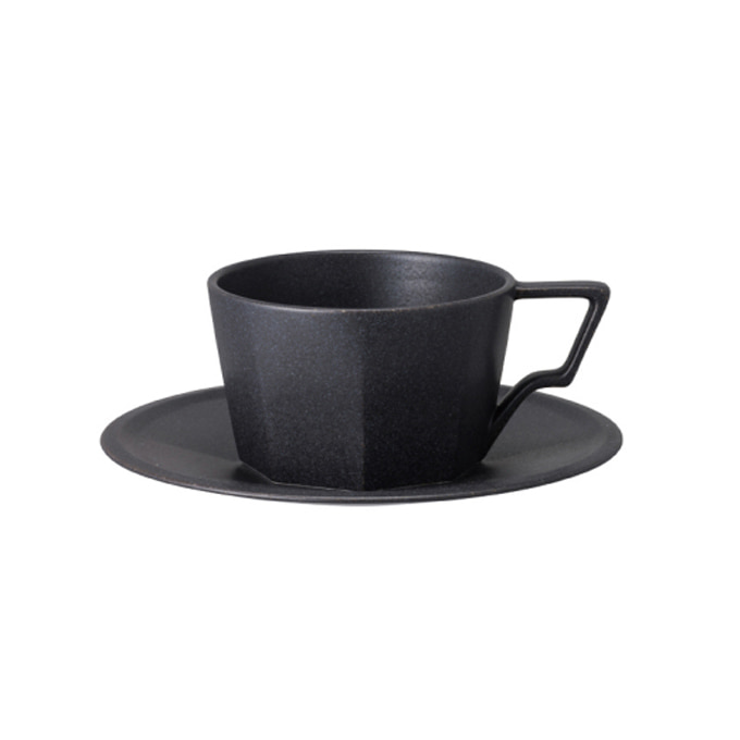 킨토 OCT 커피잔 컵 &amp; 소서 세트 300ml 블랙